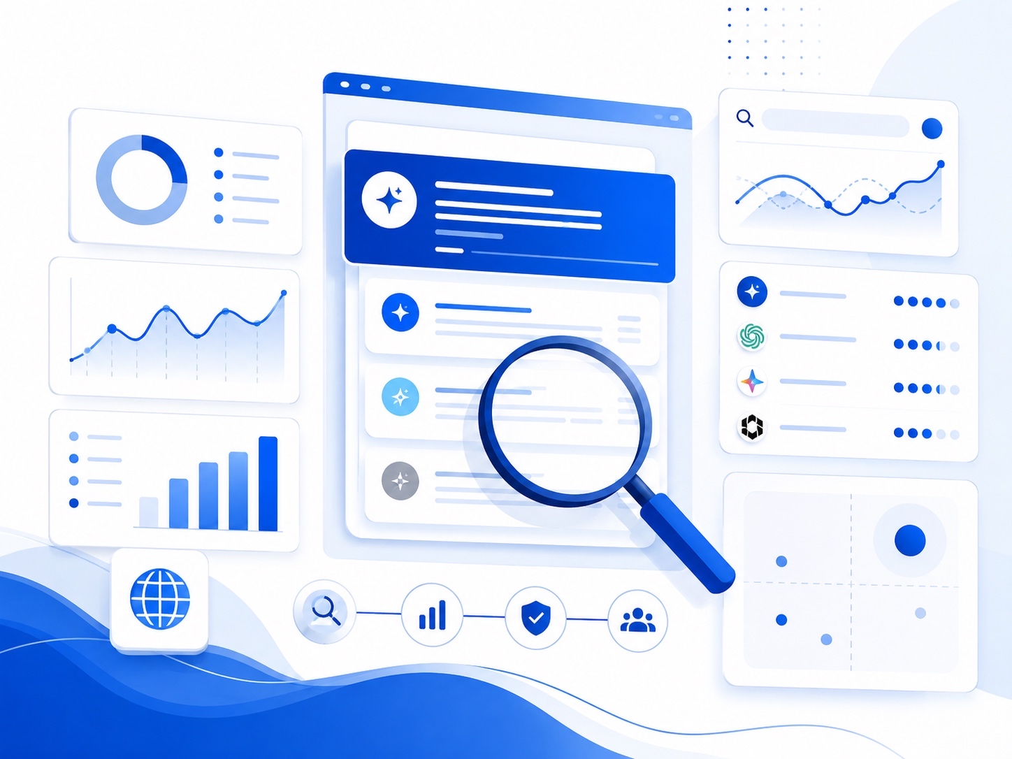 Vector dashboard showing how to choose AI brand visibility tool options using visibility, citation, and comparison data.