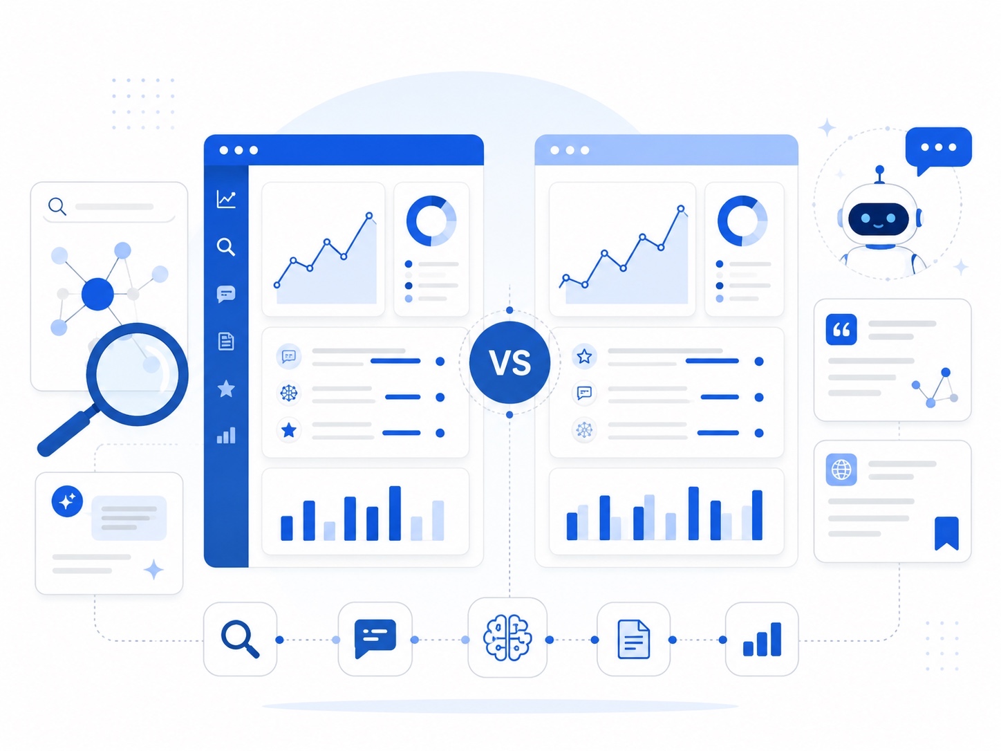 Profound vs Gauge: AI visibility tool dashboards compared side by side.