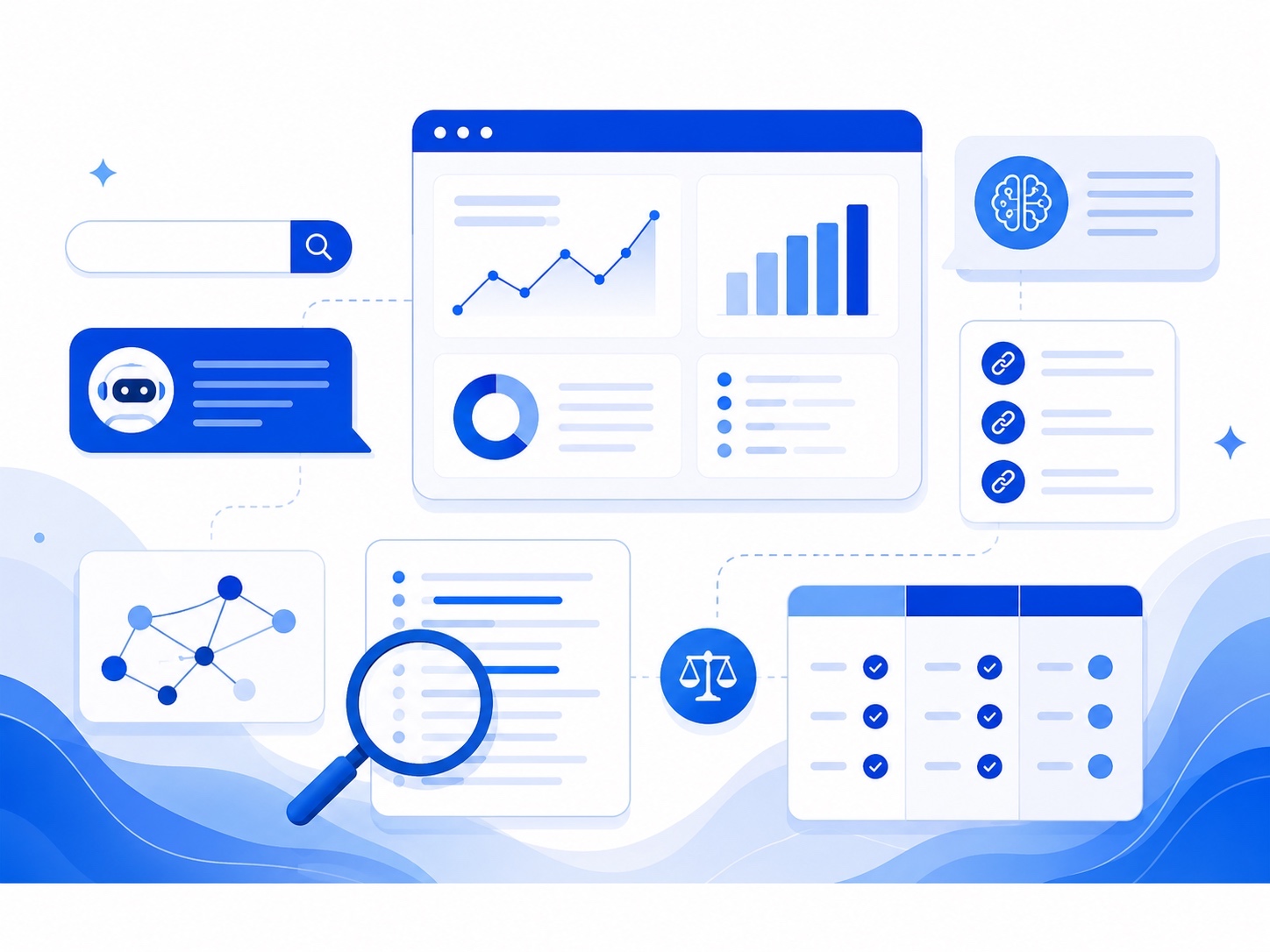 AI search analytics and tool comparison illustration