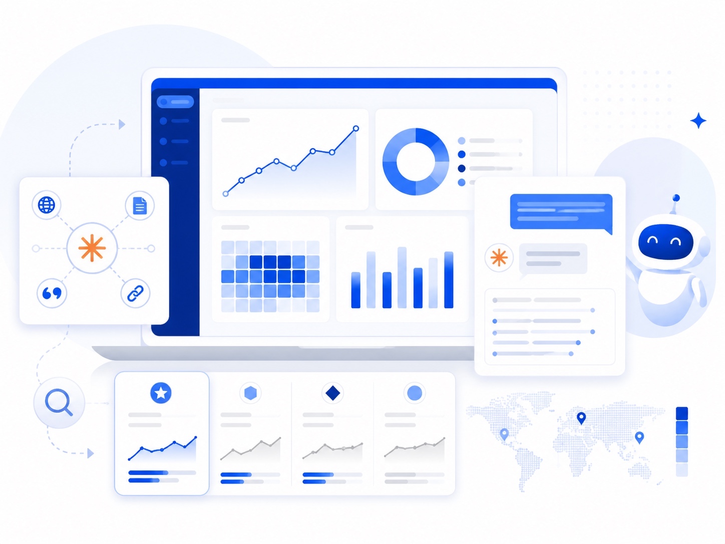 Vector dashboard showing Claude SEO visibility, citations, competitor tracking, and performance analytics.