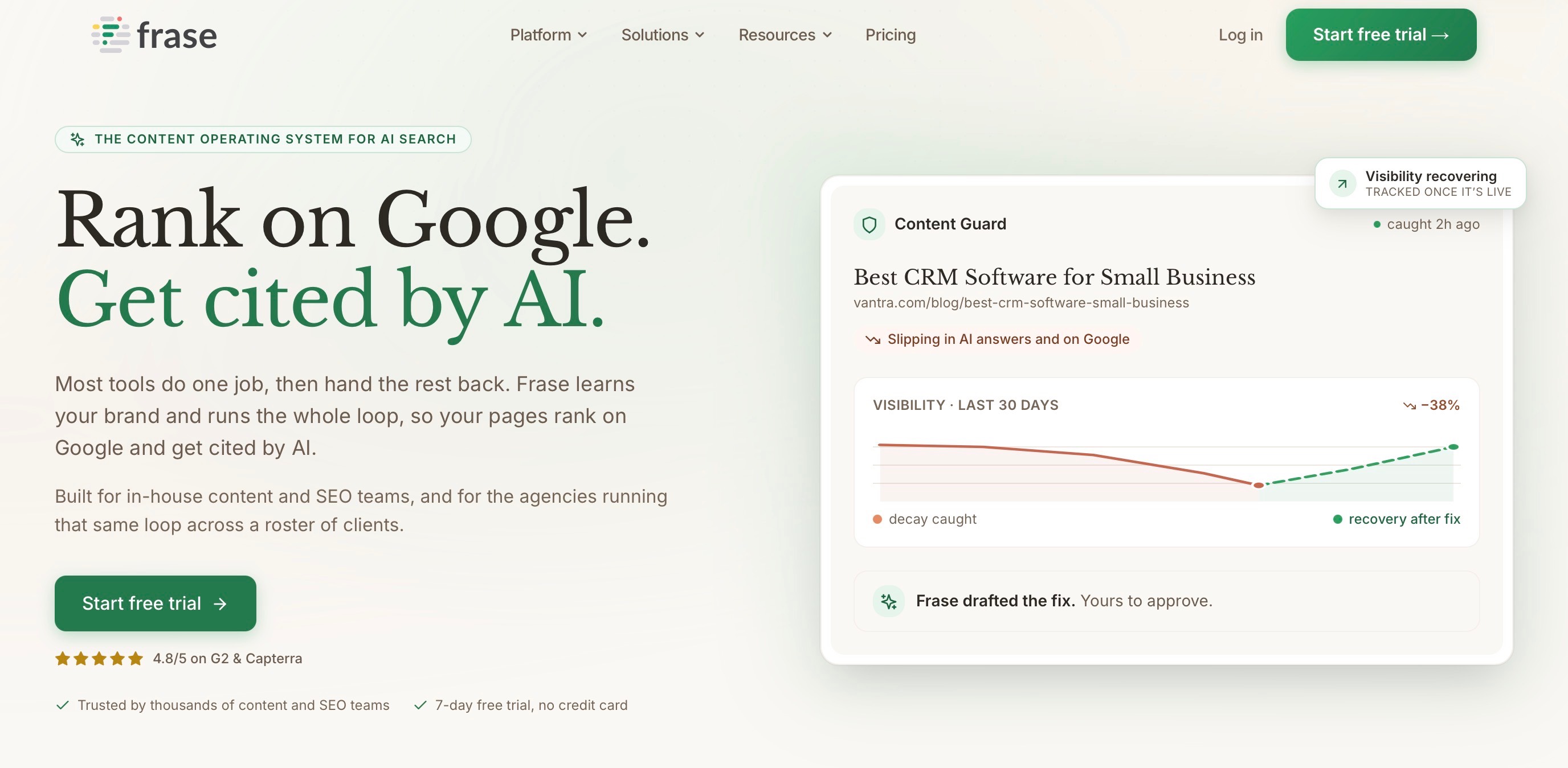 Frase Homepage screenshot
