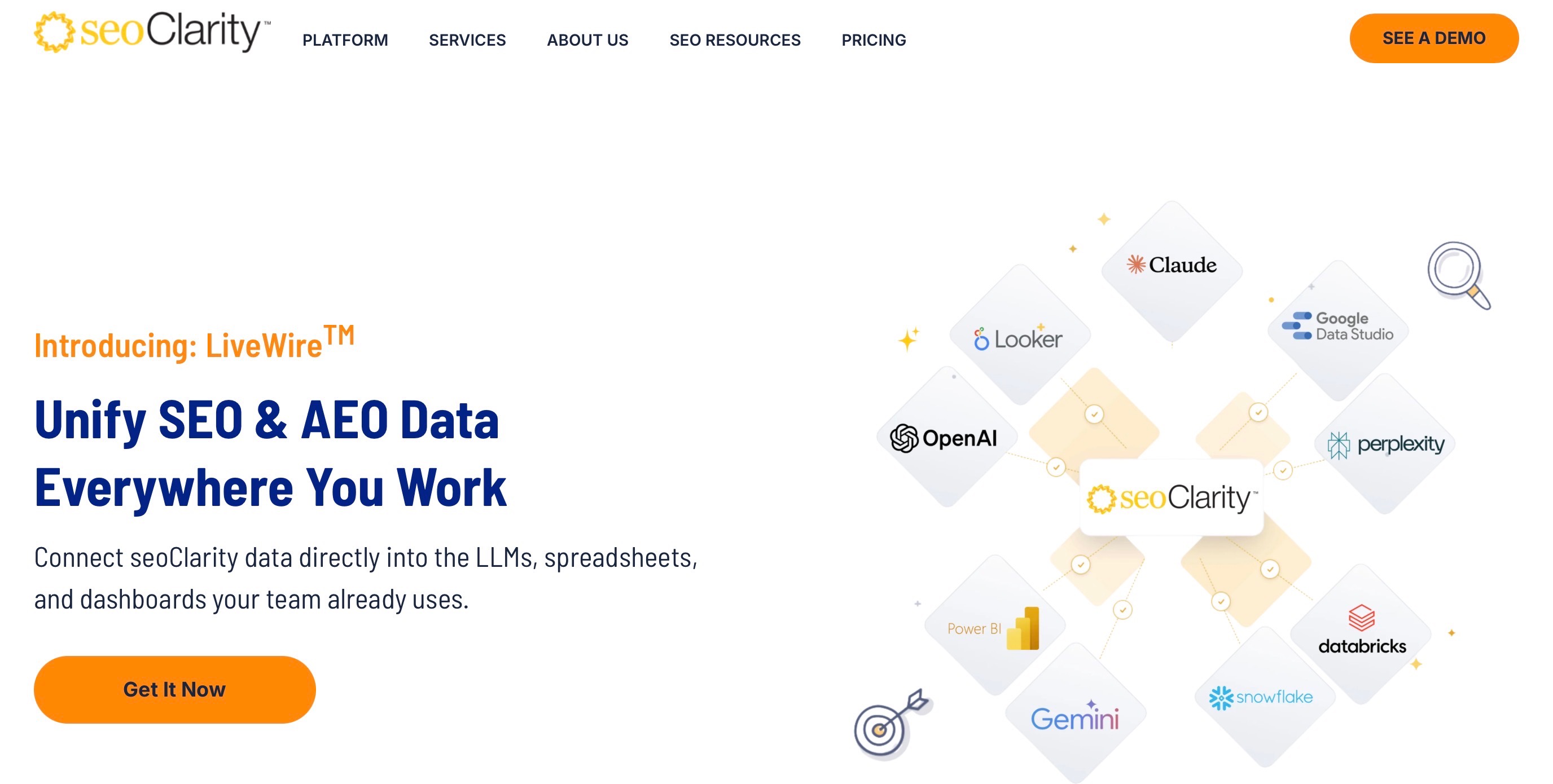 seoClarity homepage screenshot