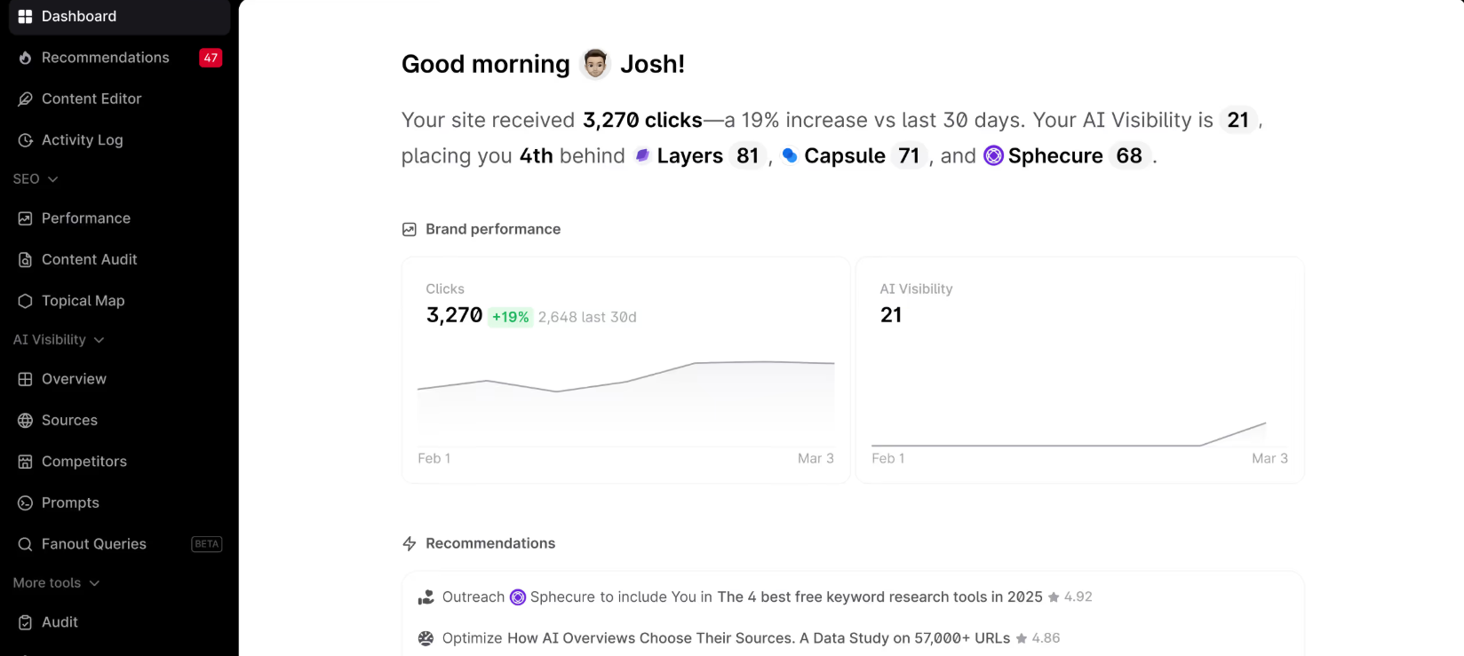 Surfer dashboard screenshot