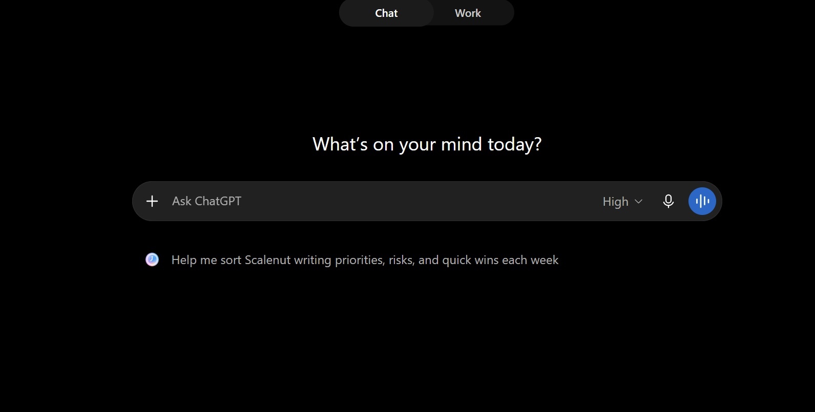 ChatGPT dashboard screenshot