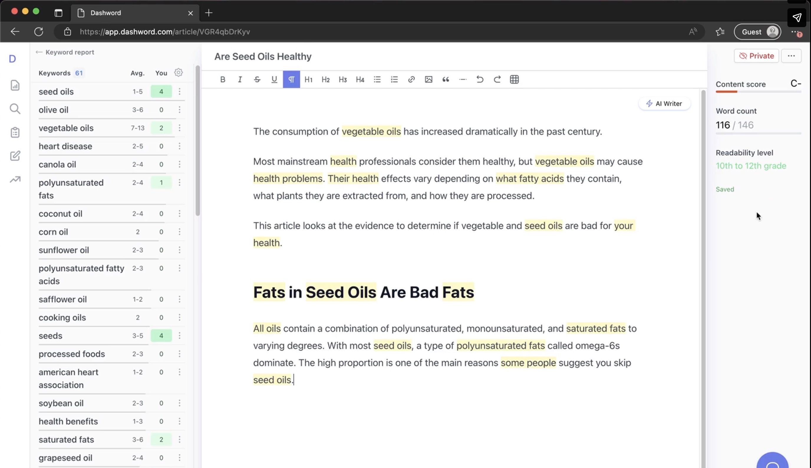 Dashword Dashboard Screenshot