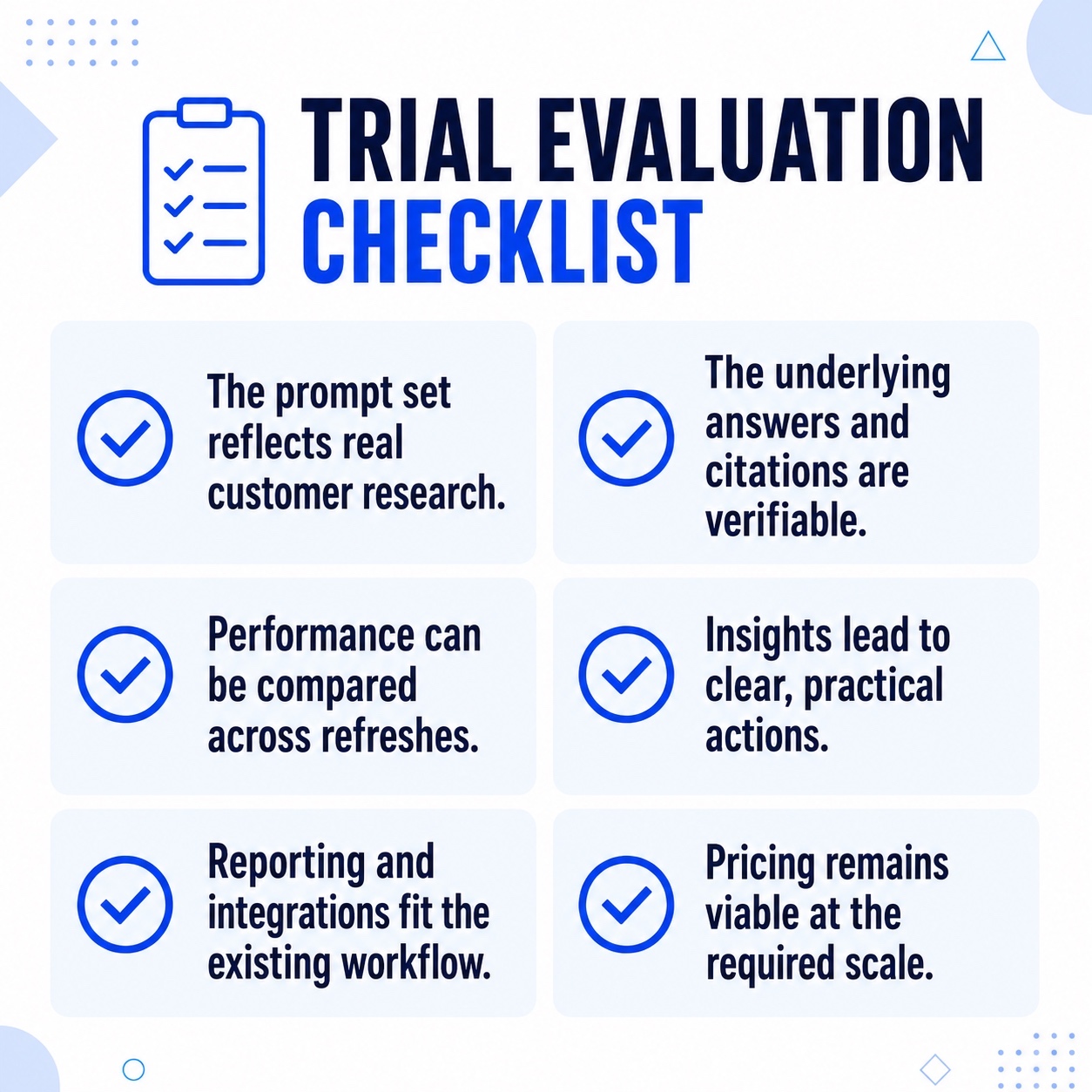 An image on trial evaluation checklist.