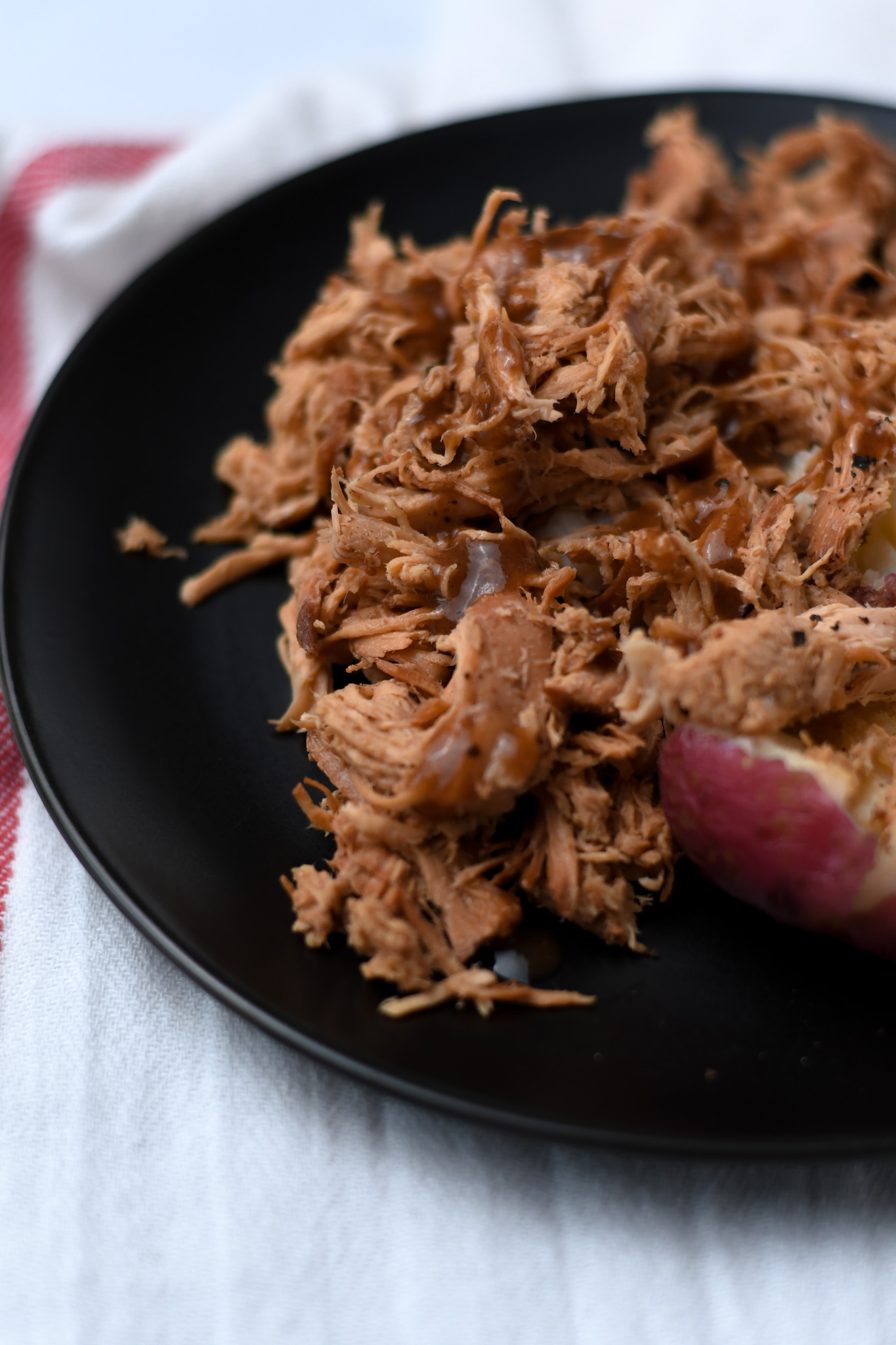 slow cooker shredded honey teriyaki chicken with potatoes