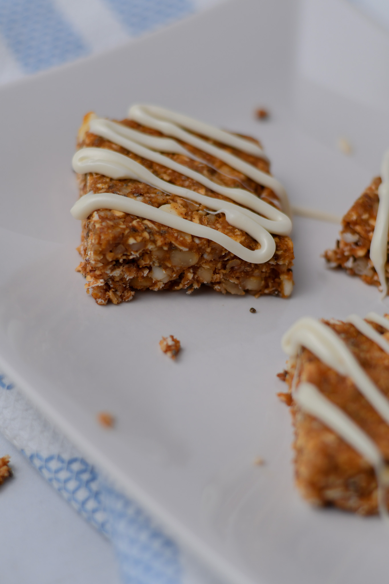 Gluten Free Pumpkin Heavenly Hunks with a White Chocolate Drizzle