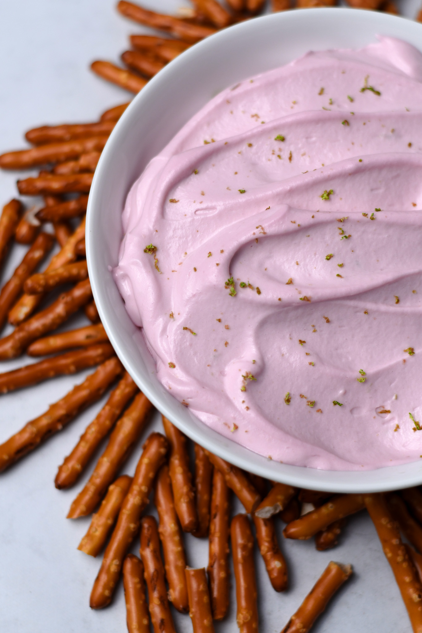 Simple cherry lime dip served with gluten free pretzels