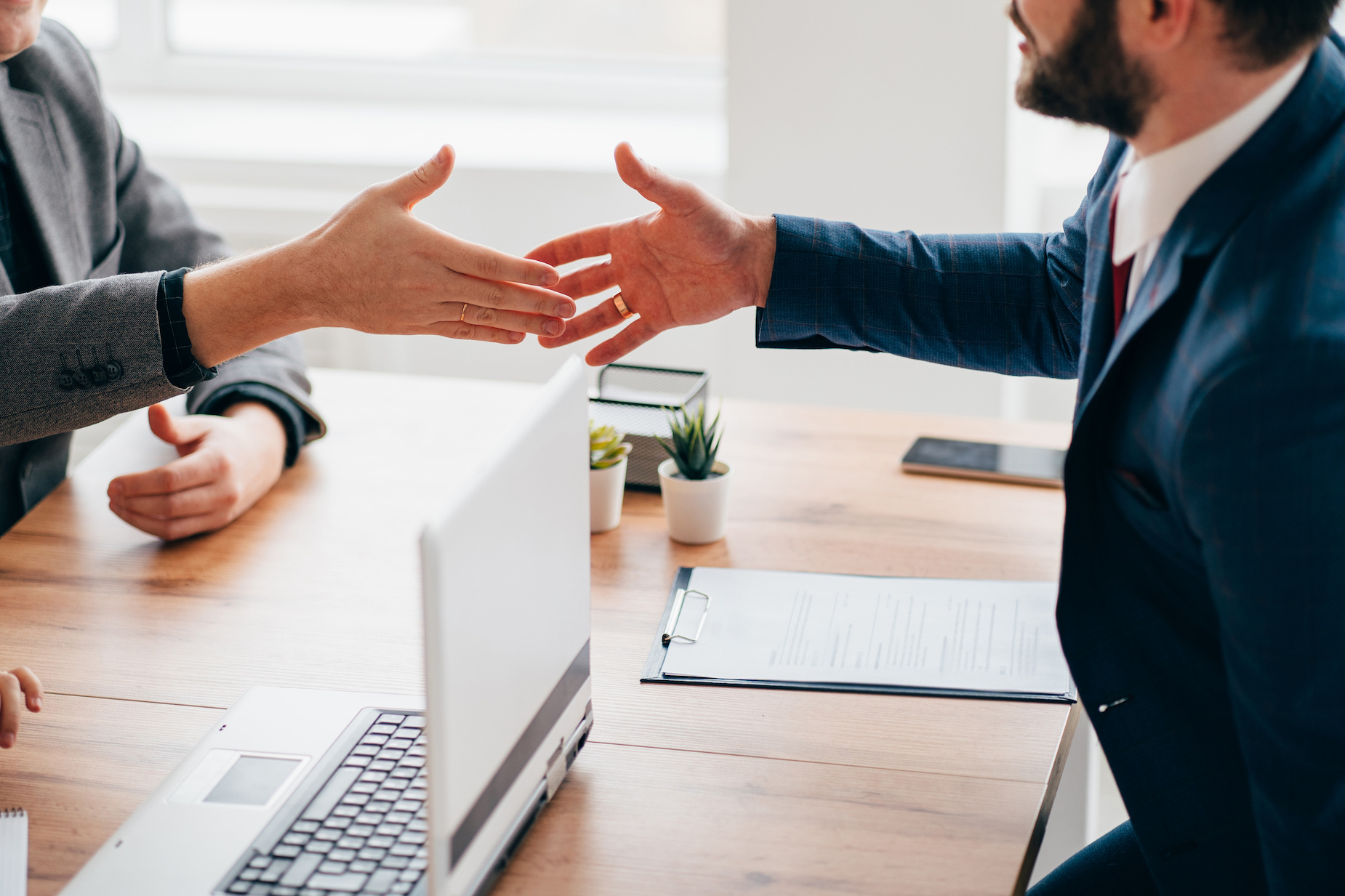 Two people shaking hands 