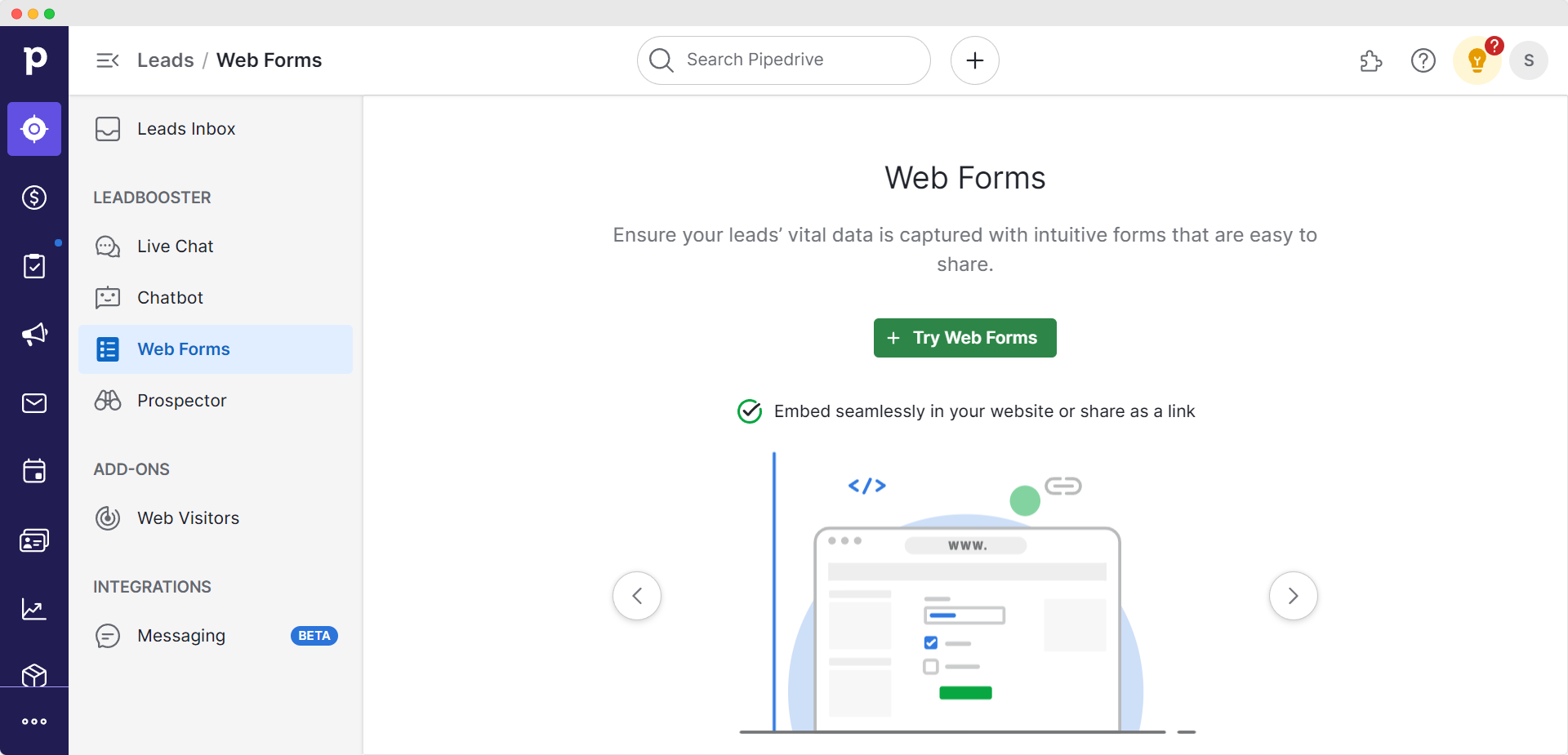 Pipedrive Web Forms add-on