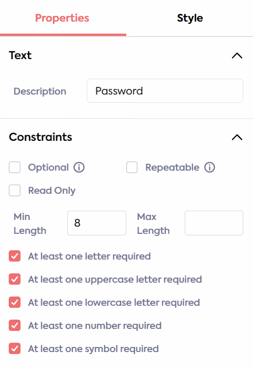 Feathery form password options