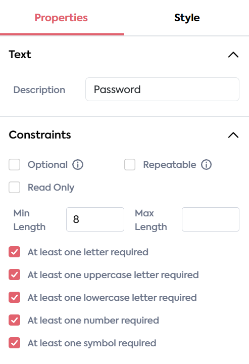 Feathery form password options