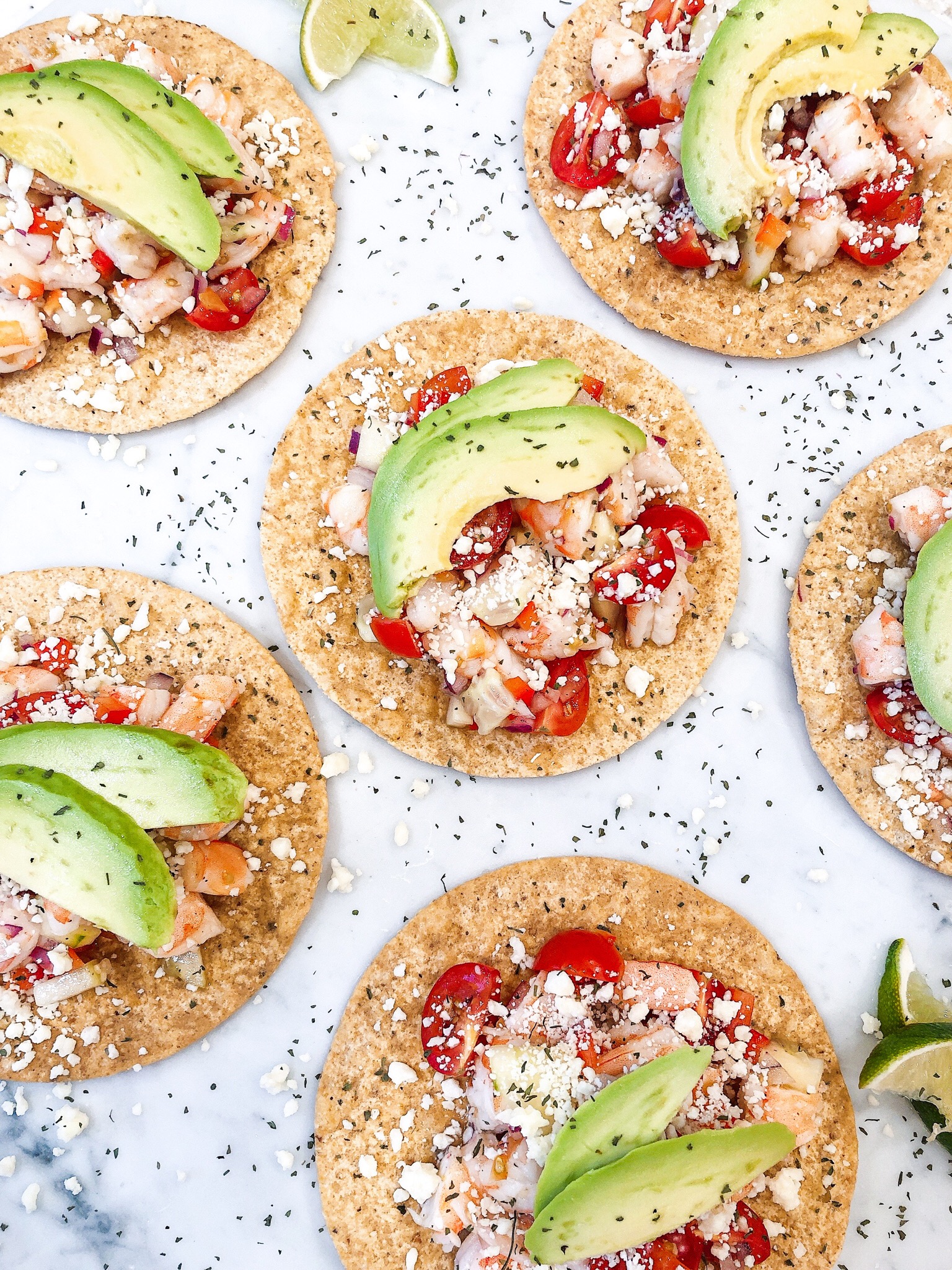No Cook, 30 Minutes or Less Shrimp Ceviche Tostadas