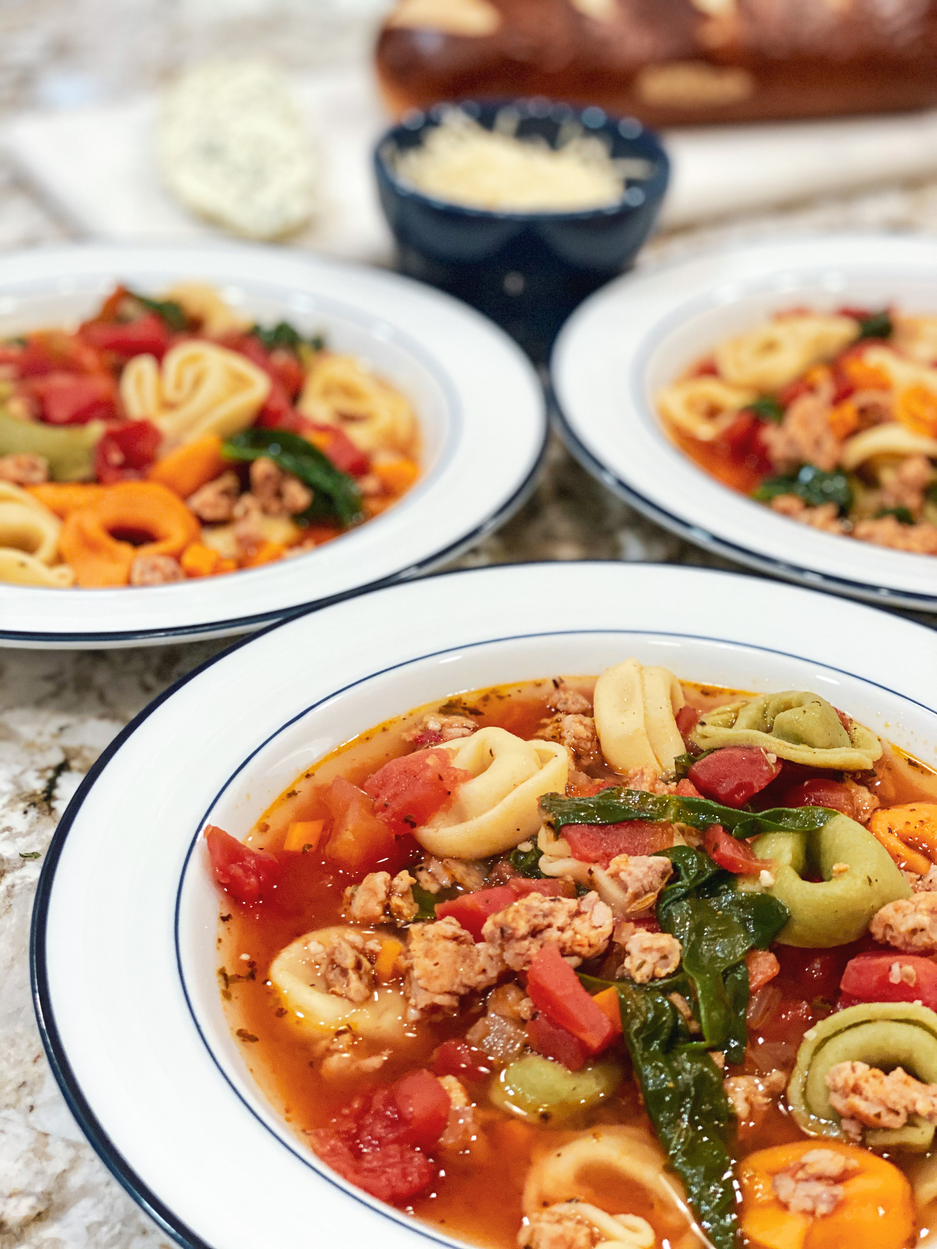 Tortellini Soup with a Napa Salad