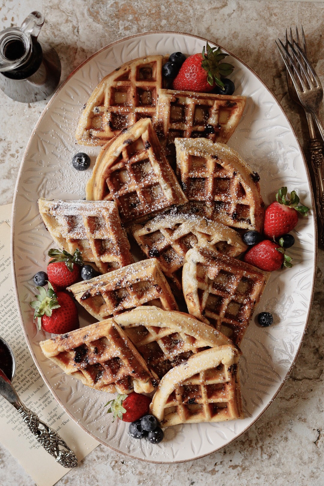Fluffy Belgian Chocolate Chip Waffles