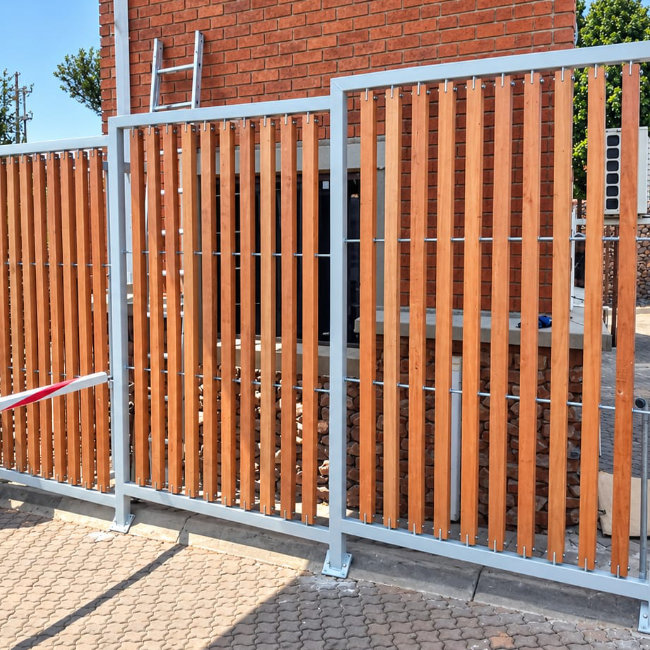 Entrance security for complex, steel and wood