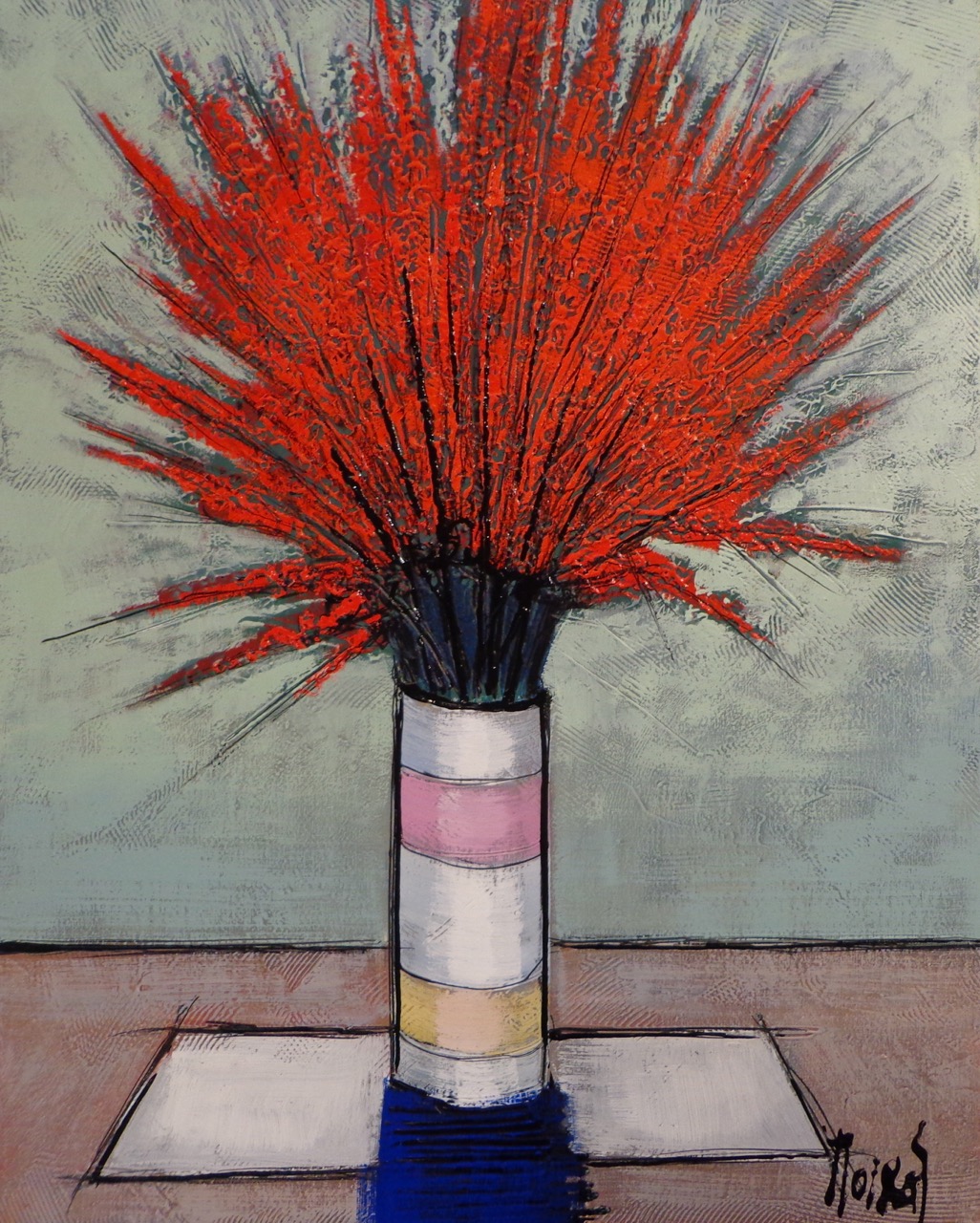 MOIRAS, BOUQUET ROUGE, acrylic