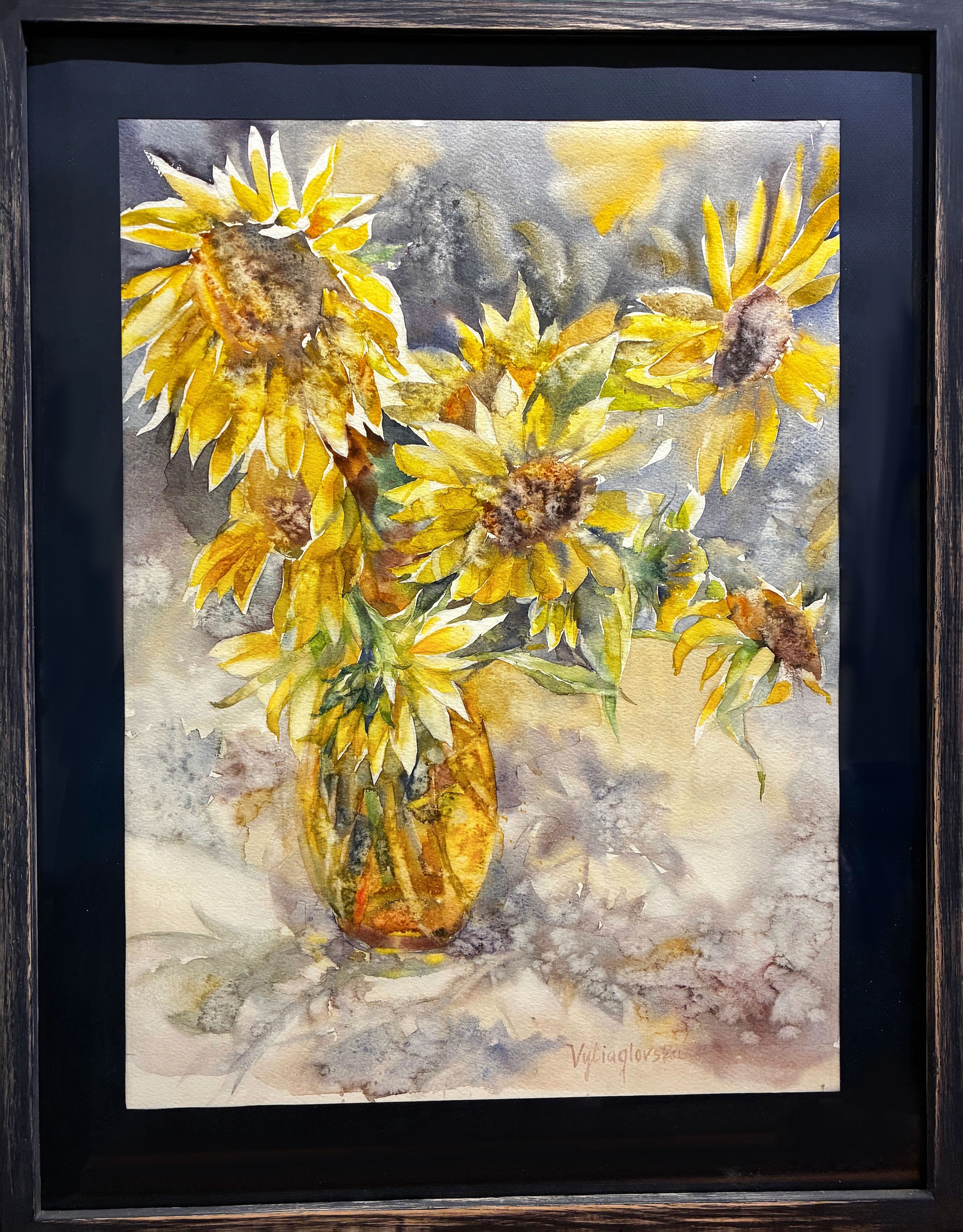 VYTIAGLOVSKA, SUNFLOWERS, WATERCOLOR