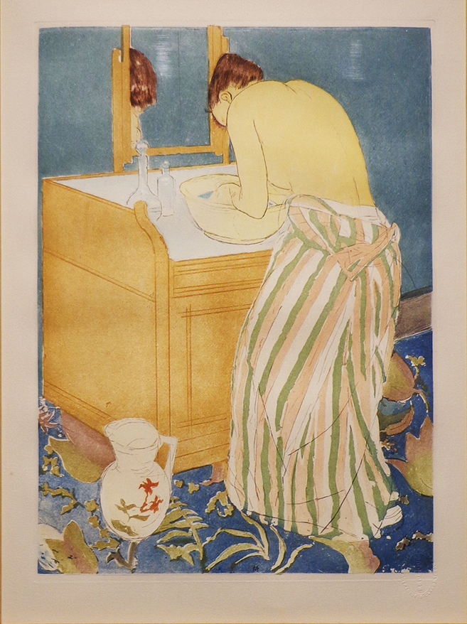 Cassat, Woman Bathing, Color Etching and Aquatint