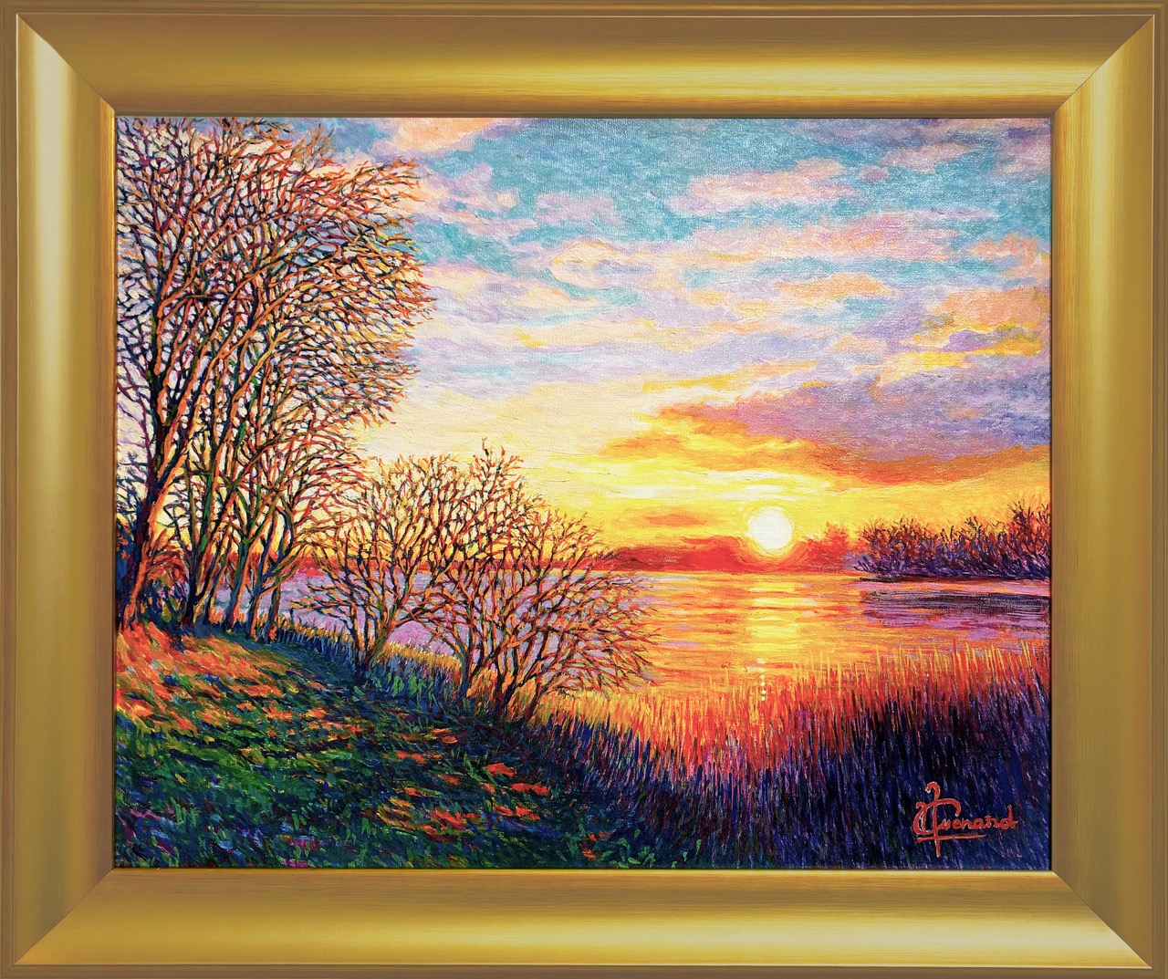 GUENARD, SUNSET ON KERMOR POND, OIL