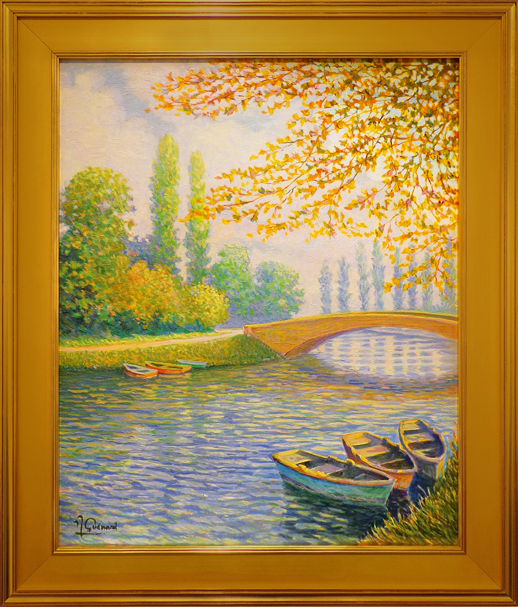 GUENARD, LE CANAL À MESGRIGNY, CHAMPAGNE, oil