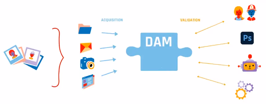 DAM media acquisition and validation
