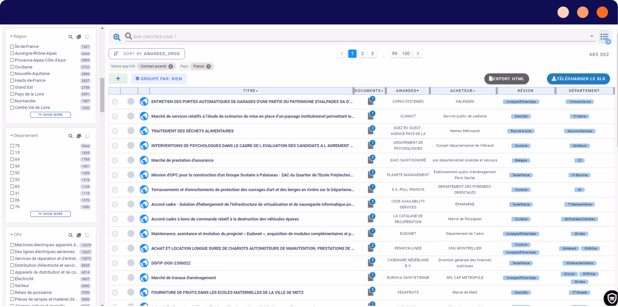 Solution de recherche d'appels d'offres et d'informations dans le secteur de l'énergie 