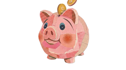 Collage illustration of a piggy bank