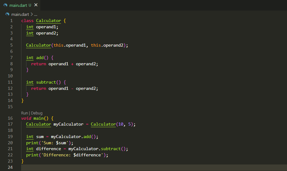 Code creating classes and, based on class type, using the appropriate methods.