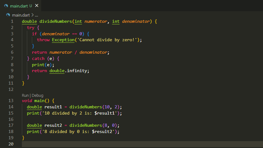 Code displaying error handling.