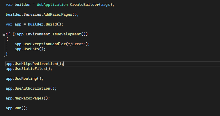 An example of configuration and initialization of an ASP.NET Core web application using ASP.NET Core 6.