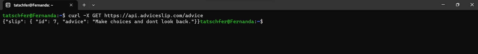 Code to make a request to an API using curl.