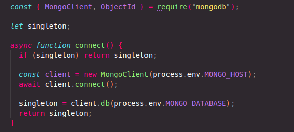 ode used to connect to MongoDB through the Express framework.