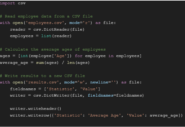 Python extracts, analyzes, and tabulates data from complex CSV files.