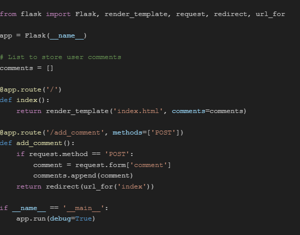 Using Flask, Python can create a basic web application that generates a user commenting system.