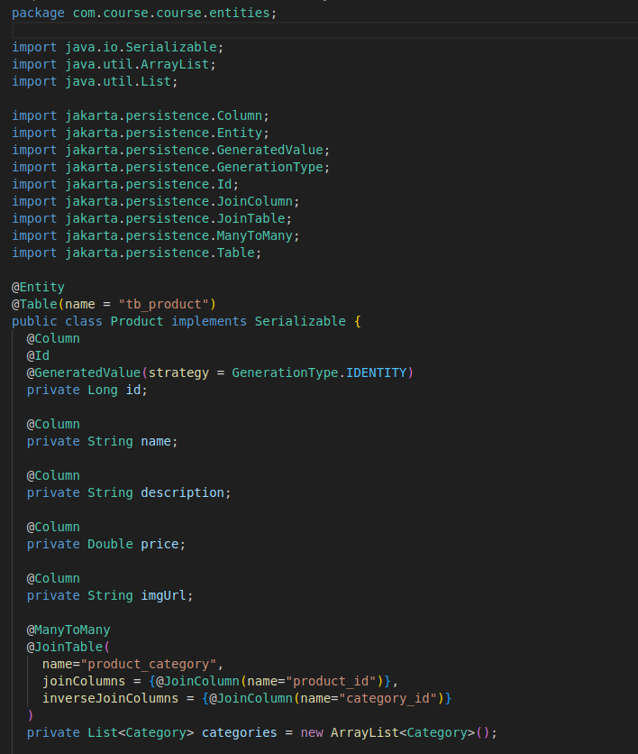 An example of code creating SQL schema entities.