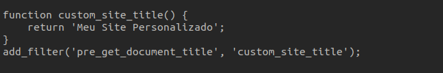 Code adding a function added to a file named functions.php to customize the site title.
