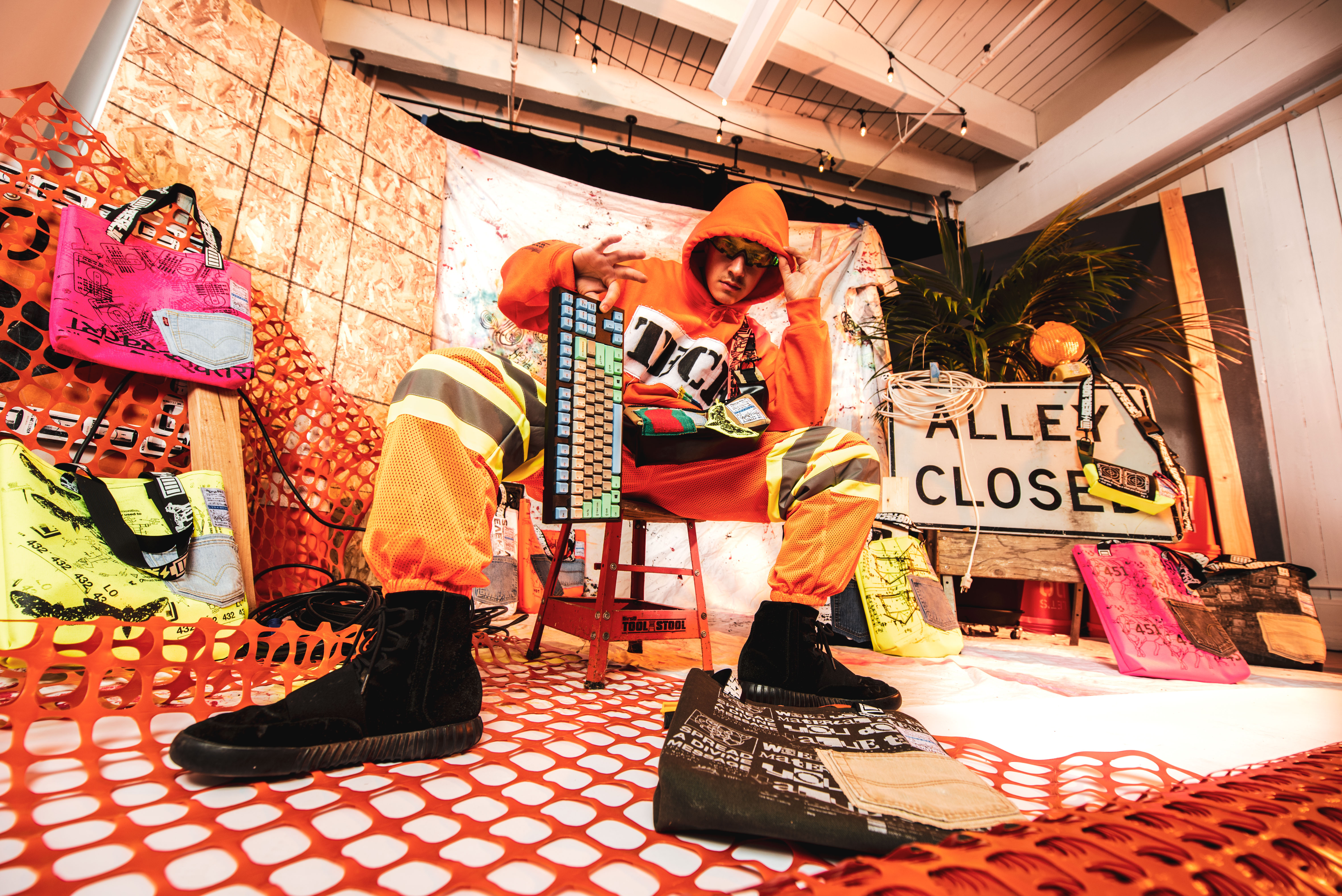 A model wearing clothing by REAL100TECH