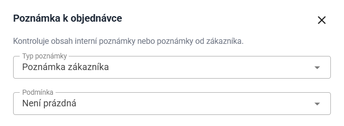 Upozornění na poznámku od zákazníka