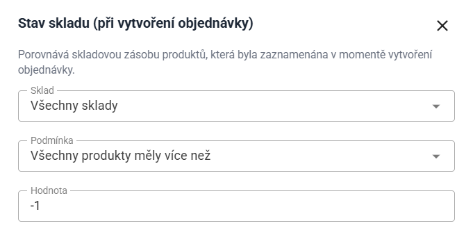 Třídění objednávek dle skladovosti