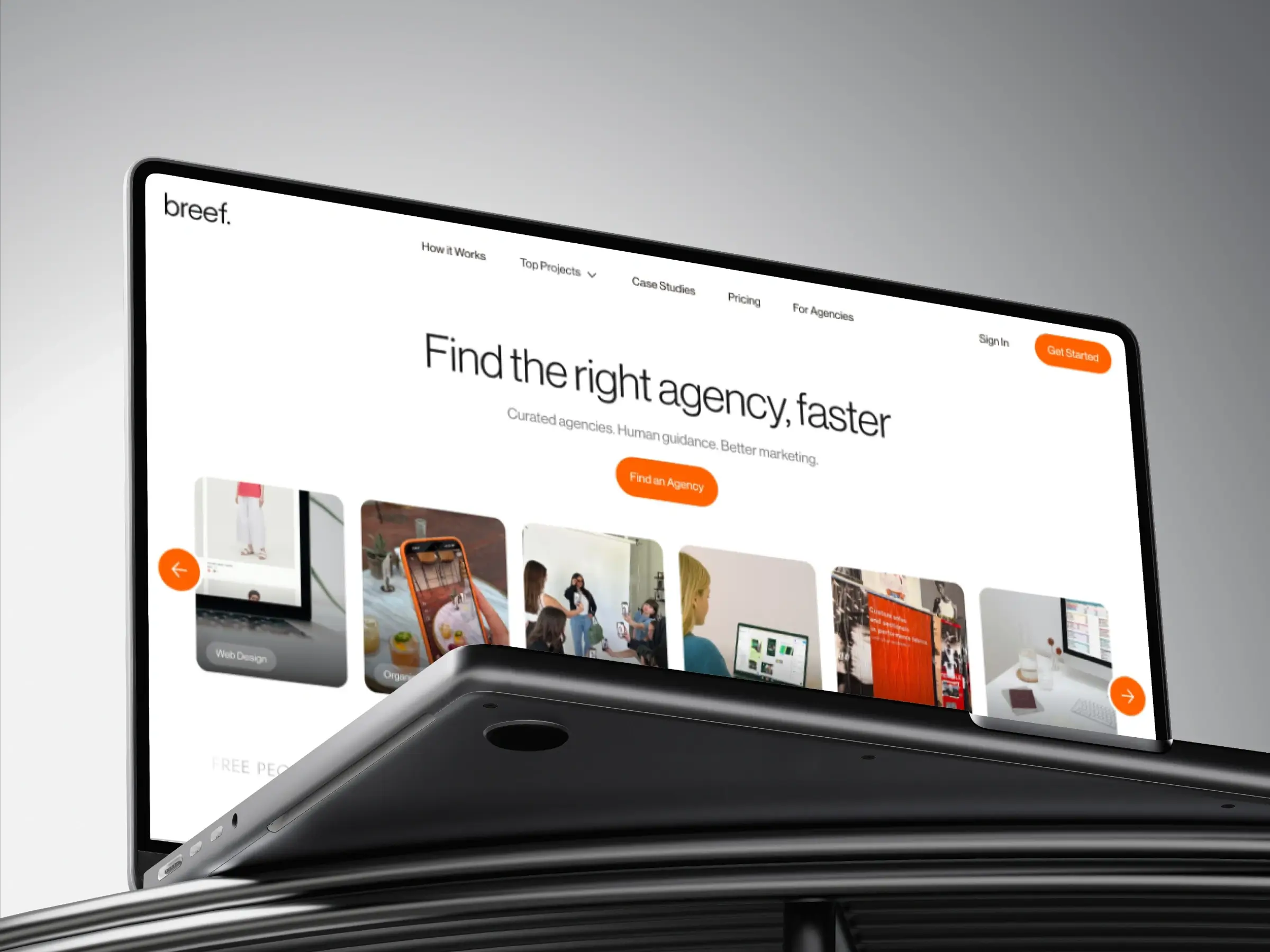 Agency marketplace website - Result of Breef’s desktop experience - Highlights agency discovery, project categories, and a streamlined path to finding the right agency