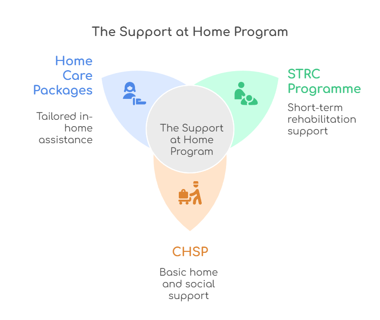 An infographic that illustrates the Support at Home Program