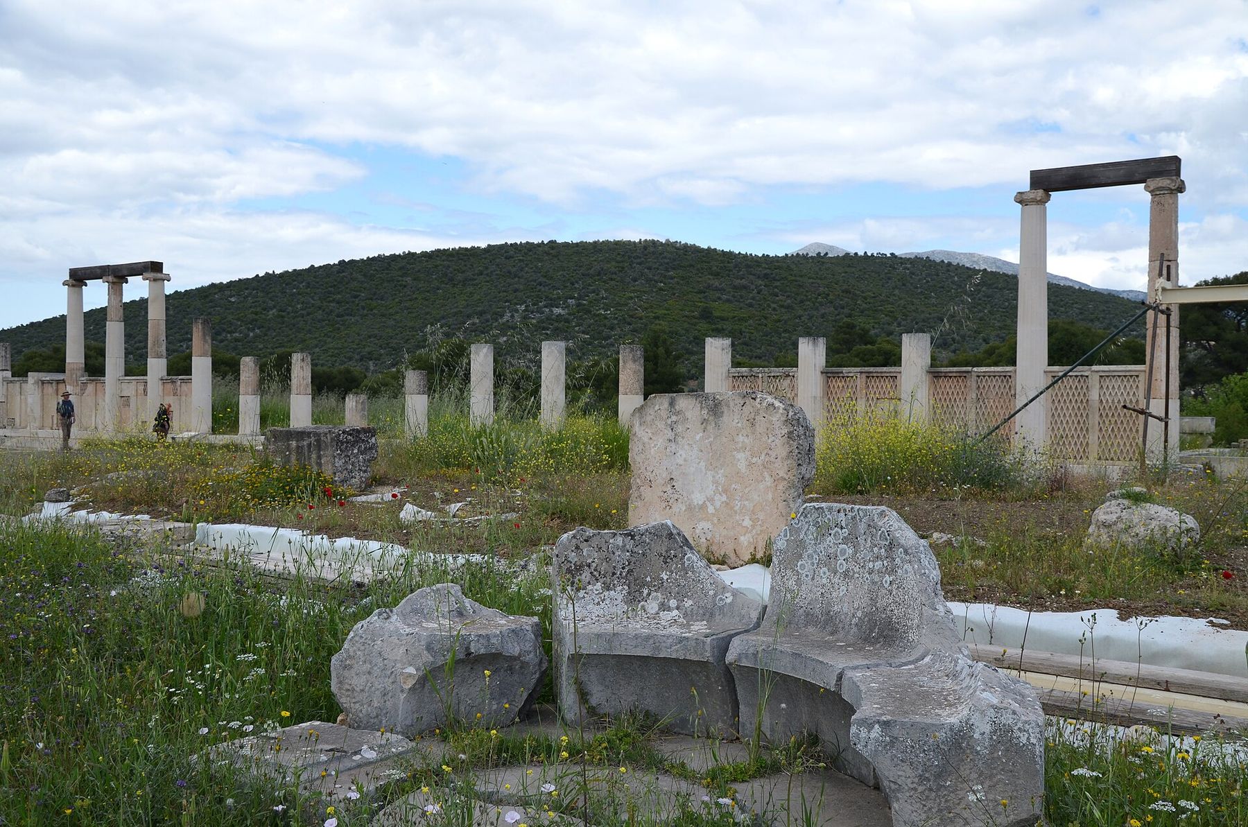 Ruins of the stoa of the Abaton, the incubation dormitory, at the Sanctuary of Asclepius, Epidaurus