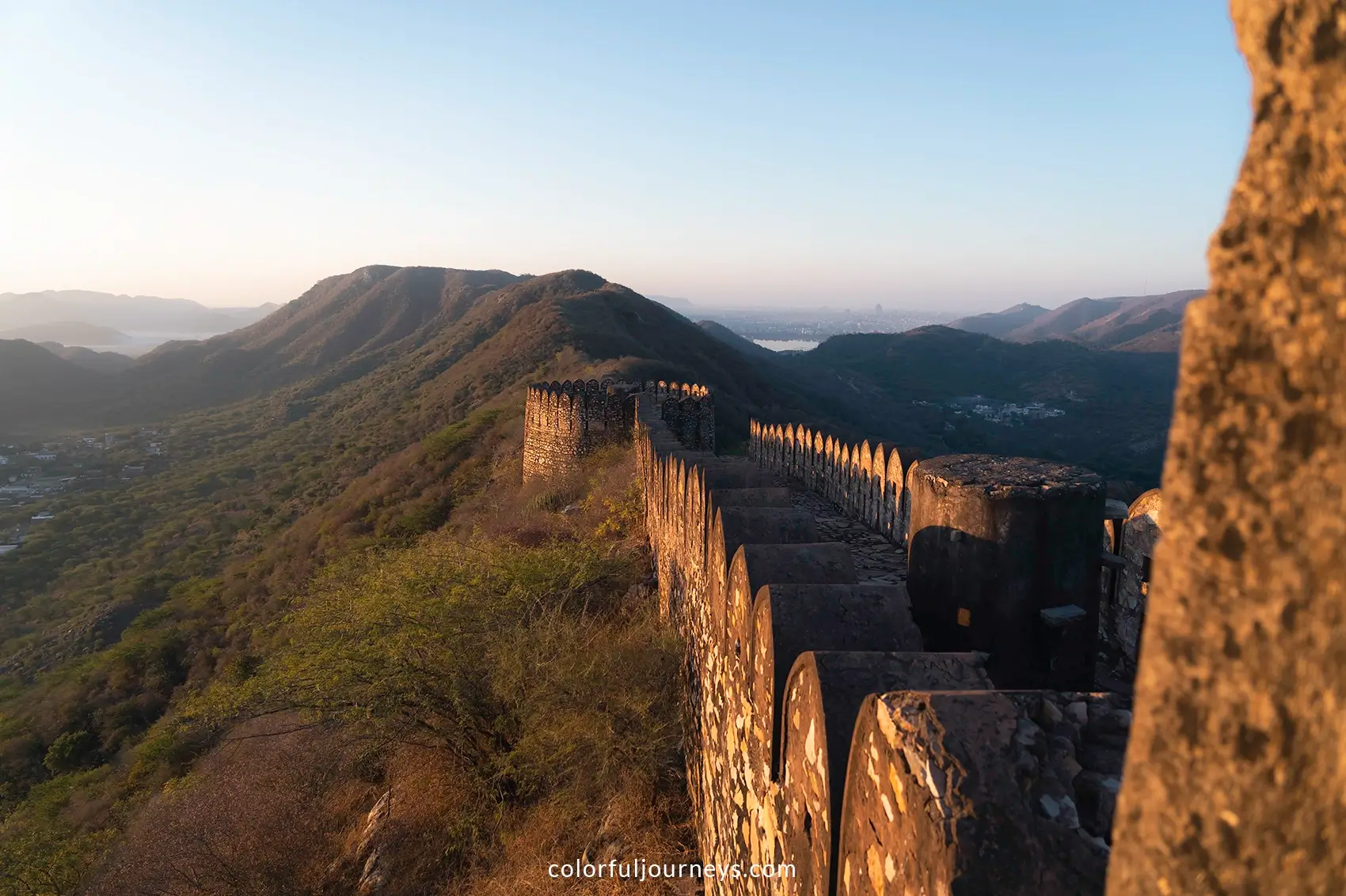 Amer Wall in Jaipur during sunrise