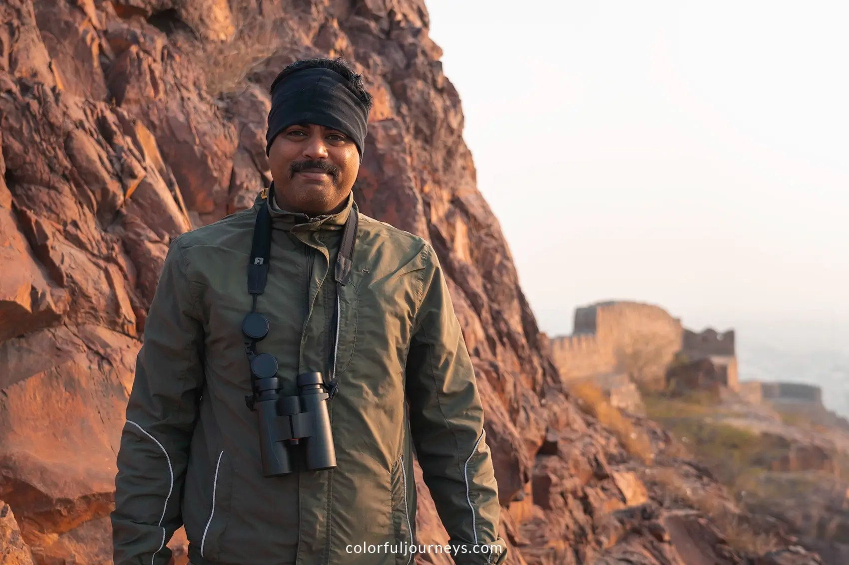 A local guide in Rao Jodha Desert Rock Park in Jodhpur, India