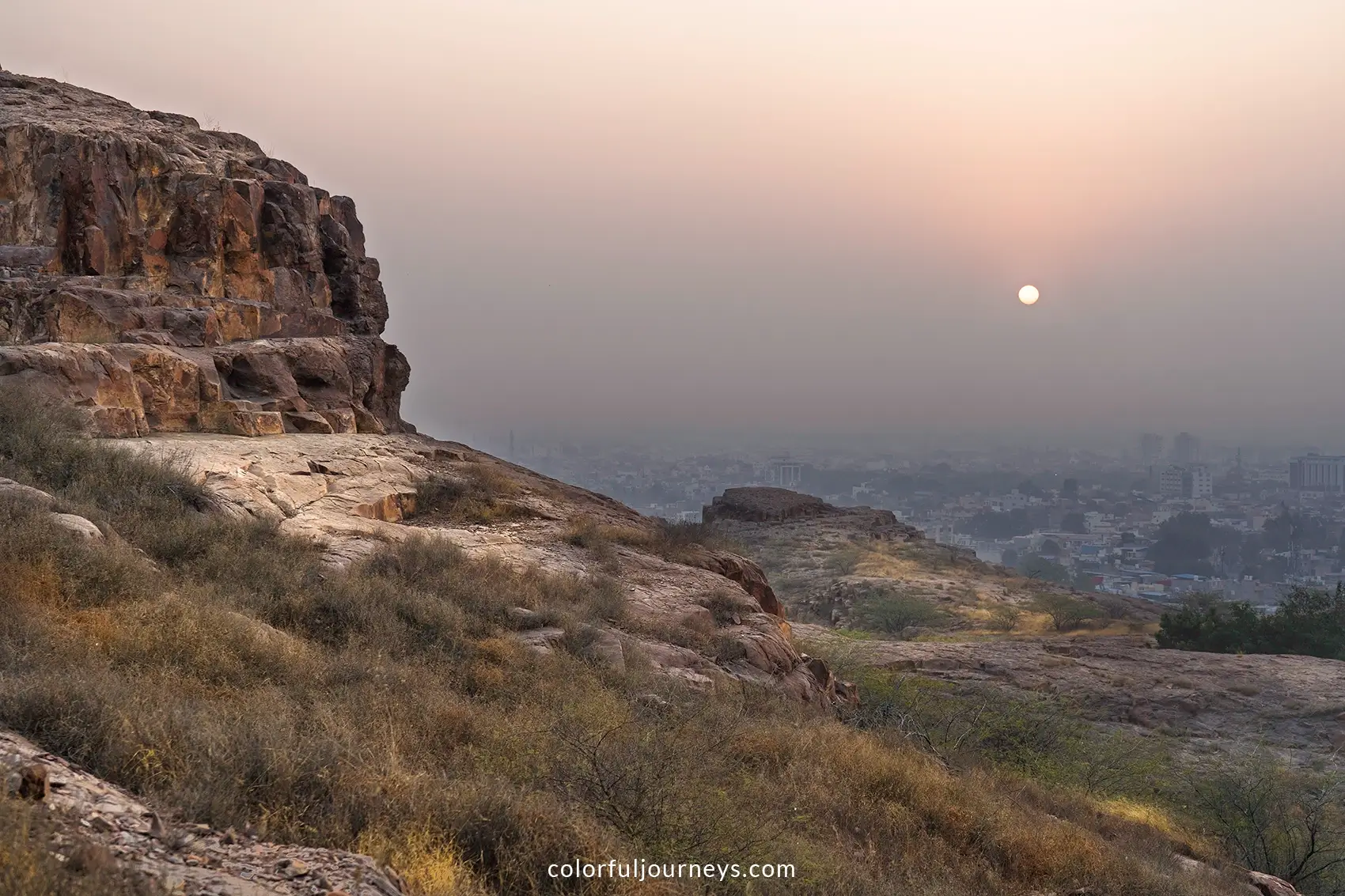 Rao Jodha rock park in Jodhpur, India during sunrise