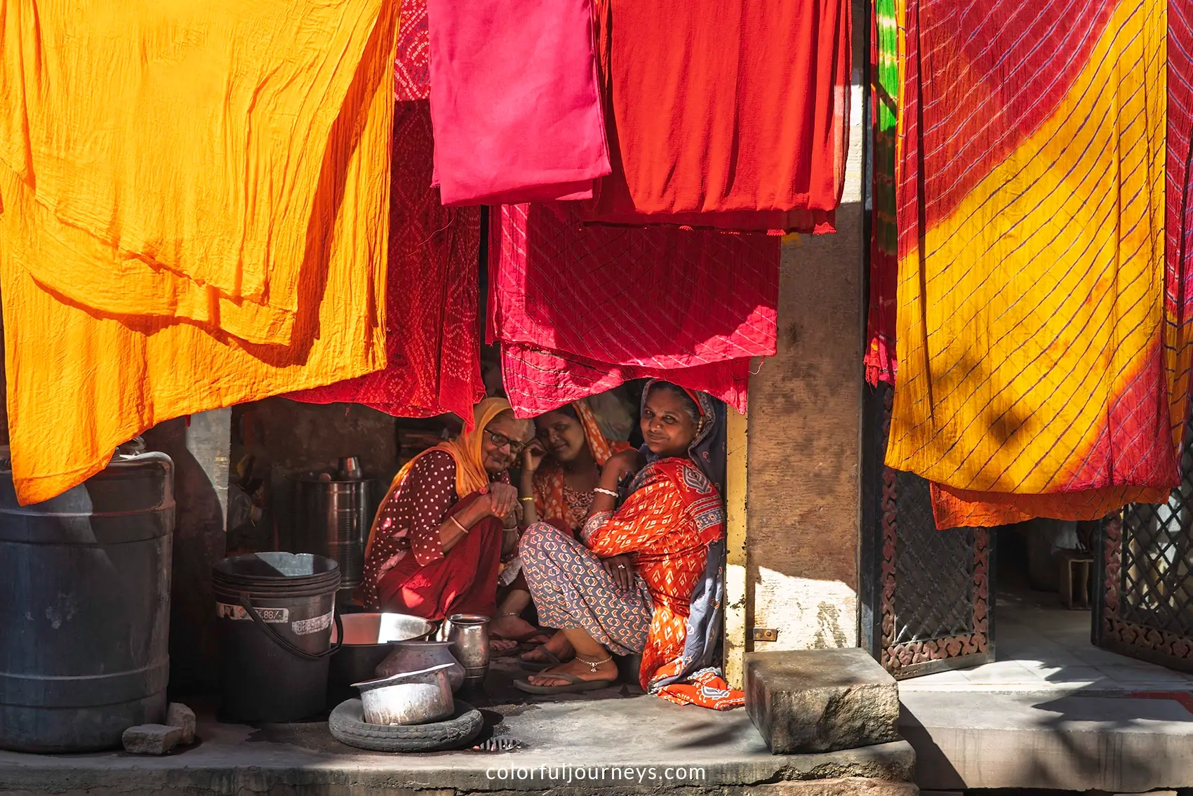 n wearing a colorful sari Jodhpur, India