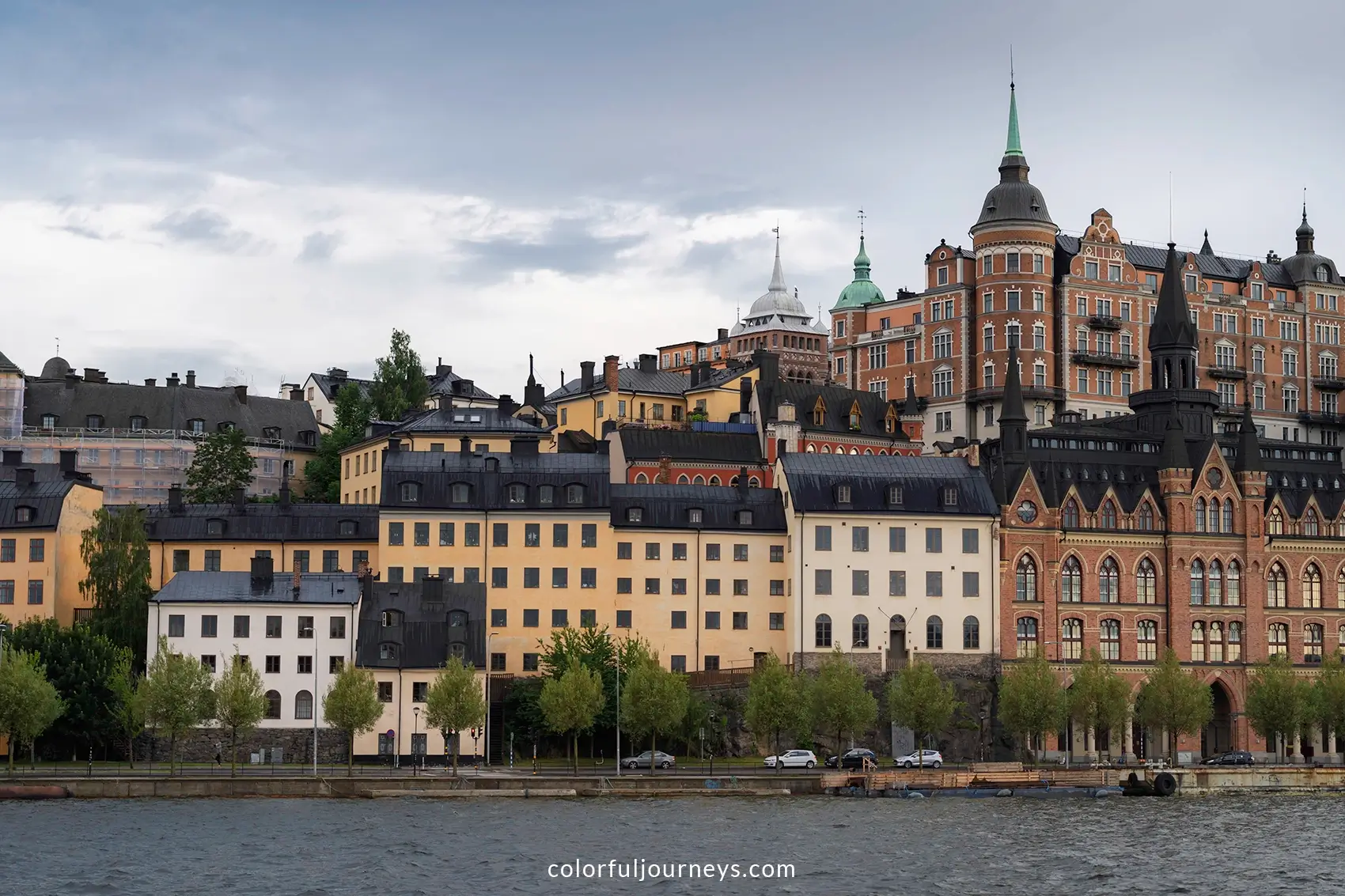 Pastel colored buildings in Stockholm, Sweden
