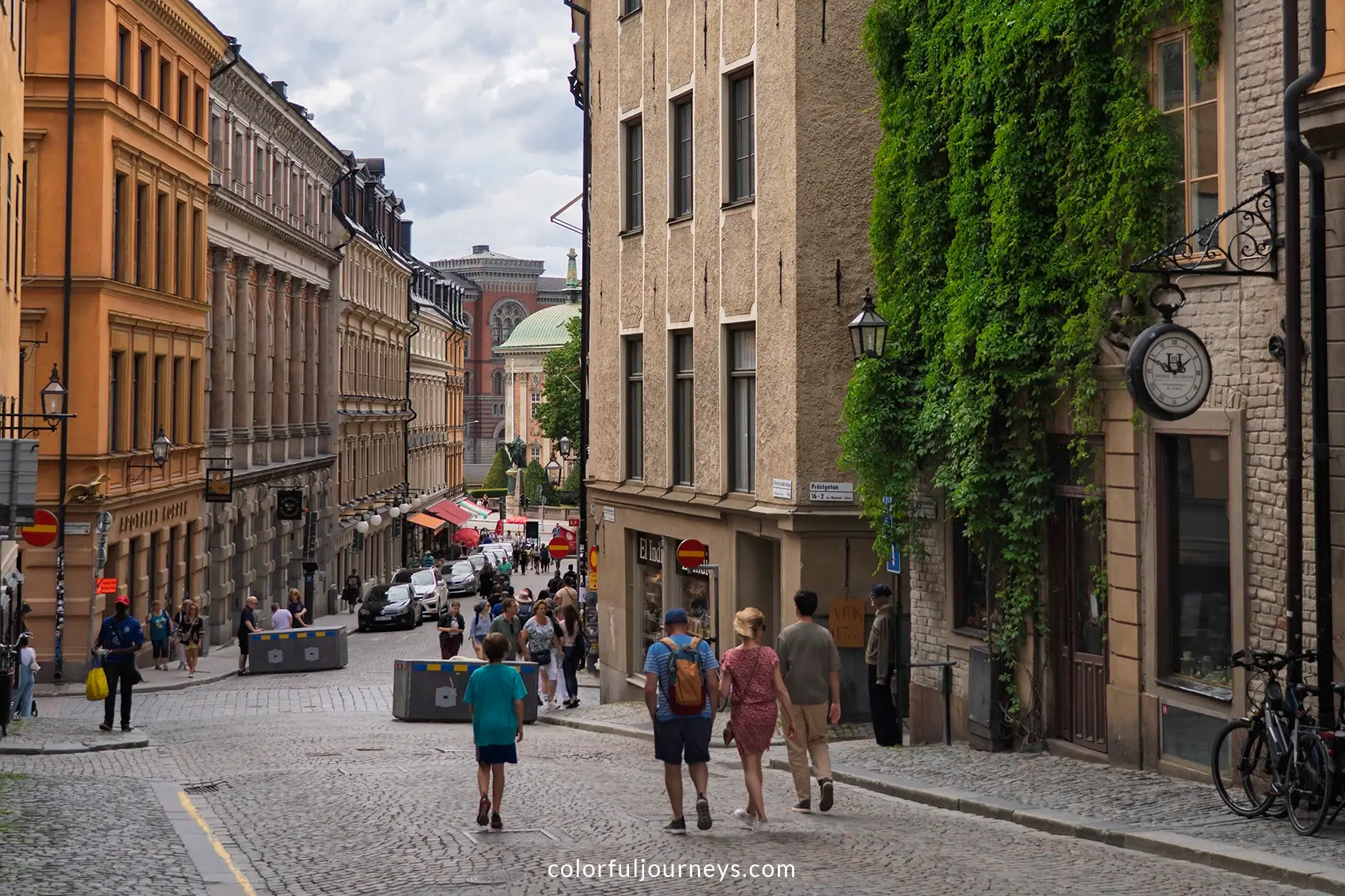 Tourist stroll around Gamla Stan in Stockholm, Sweden